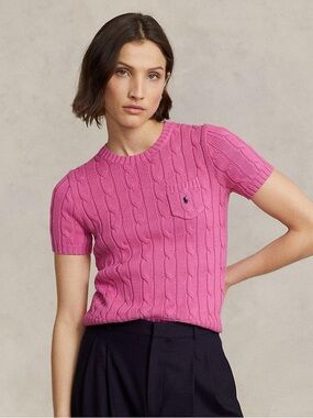 Polo Ralph Lauren Cashmere Short Sleeve Cable Knit Tee, size Small